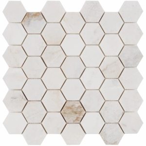 Alaska White | 1 sq. ft. Alaska White 2″ Hexagon Polished Marble Mosaic Tile 2 Alaska White 2