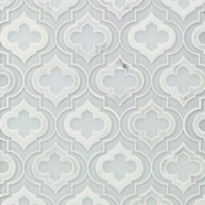 Asian Statuary | 1 sq. ft. Kensington Super White Glass & Asian Statuary Marble Polished Mosaic Tile Super White & Asian Statuary Asian Statuary Asian Statuary