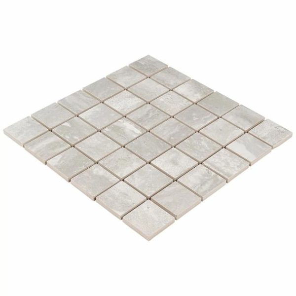 Backsplash & Kitchen | 1 sq. ft. Basic Travertine Silver 2×2 Matte Porcelain Mosaic Tile Silver Backsplash & Kitchen Backsplash & Kitchen