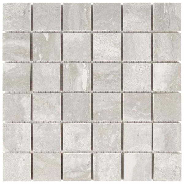 Backsplash & Kitchen | 1 sq. ft. Basic Travertine Silver 2×2 Matte Porcelain Mosaic Tile Silver Backsplash & Kitchen Backsplash & Kitchen