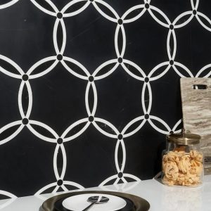 Backsplash & Kitchen | 1 sq. ft. Celine Nero Polished Black Marble and Pearl Mosaic Tile Nero Backsplash & Kitchen Backsplash & Kitchen