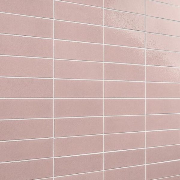 Backsplash & Kitchen | 1 sq. ft. Color One Blush Pink 2×8 Glossy Lava Stone Tile  Blush Pink Backsplash & Kitchen Backsplash & Kitchen