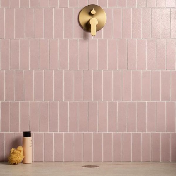 Backsplash & Kitchen | 1 sq. ft. Color One Blush Pink 2×8 Glossy Lava Stone Tile  Blush Pink Backsplash & Kitchen Backsplash & Kitchen