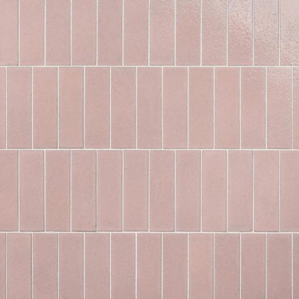 Backsplash & Kitchen | 1 sq. ft. Color One Blush Pink 2×8 Glossy Lava Stone Tile  Blush Pink Backsplash & Kitchen Backsplash & Kitchen