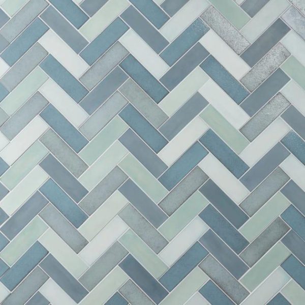 Backsplash & Kitchen | 1 sq. ft. Color One Ocean Blend Blue 2×8 Cement and Lava Stone Tiles Ocean Blue Multi Backsplash & Kitchen Backsplash & Kitchen