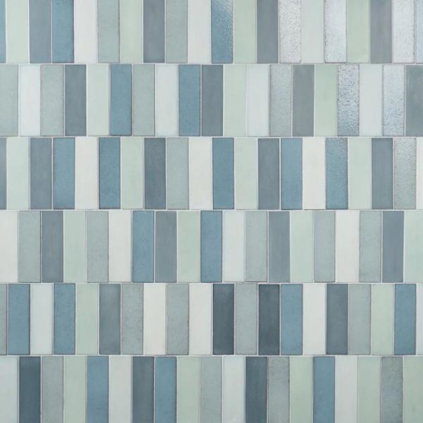 Backsplash & Kitchen | 1 sq. ft. Color One Ocean Blend Blue 2×8 Cement and Lava Stone Tiles Ocean Blue Multi Backsplash & Kitchen Backsplash & Kitchen