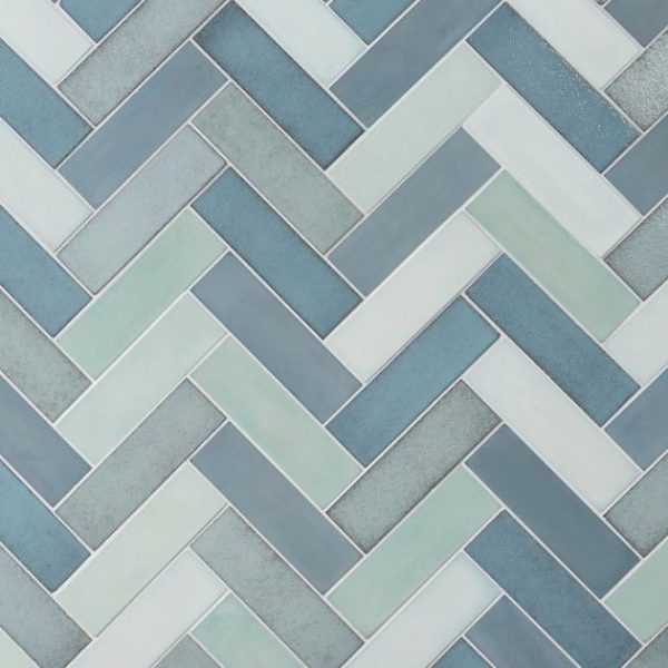 Backsplash & Kitchen | 1 sq. ft. Color One Ocean Blend Blue 2×8 Cement and Lava Stone Tiles Ocean Blue Multi Backsplash & Kitchen Backsplash & Kitchen