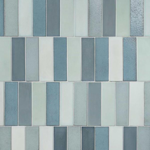 Backsplash & Kitchen | 1 sq. ft. Color One Ocean Blend Blue 2×8 Cement and Lava Stone Tiles Ocean Blue Multi Backsplash & Kitchen Backsplash & Kitchen