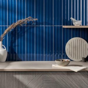 Backsplash & Kitchen | 1 sq. ft. Colorplay Fluted Nautical Blue 4.5×18 3D Crackled Glossy Ceramic Tile Blue Backsplash & Kitchen Backsplash & Kitchen