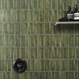 Backsplash & Kitchen | 1 sq. ft. Curve Fluted Green 6×12 3D Glossy Ceramic Tile Green Backsplash & Kitchen Backsplash & Kitchen