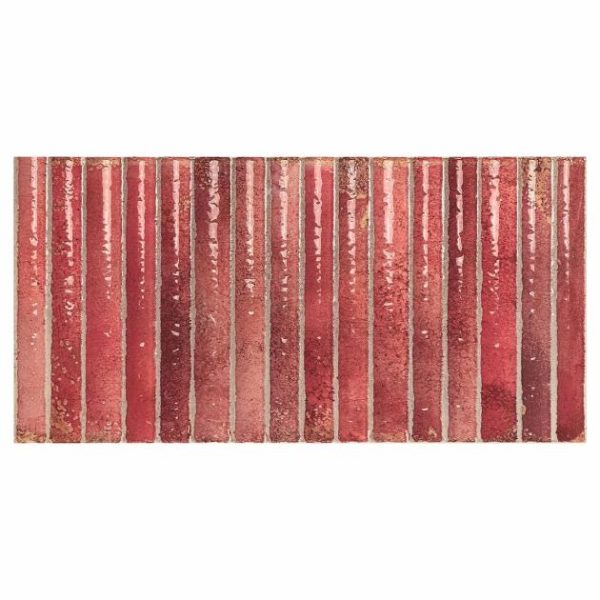 Backsplash & Kitchen | 1 sq. ft. Curve Fluted Red 6×12 3D Glossy Ceramic Tile Red Backsplash & Kitchen Backsplash & Kitchen