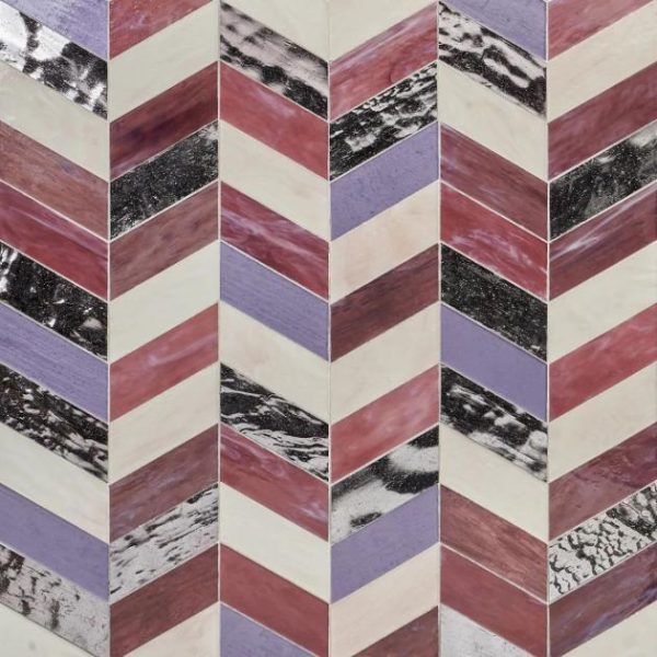 Backsplash & Kitchen | 1 sq. ft. Elizabeth Sutton Meta Fiji Purple 2×5 Chevron Glossy Glass Mosaic Tile Fiji Backsplash & Kitchen Backsplash & Kitchen