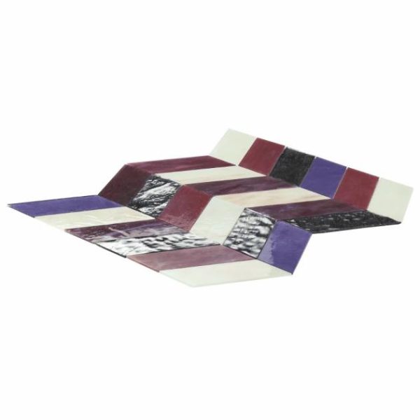 Backsplash & Kitchen | 1 sq. ft. Elizabeth Sutton Meta Fiji Purple 2×5 Chevron Glossy Glass Mosaic Tile Fiji Backsplash & Kitchen Backsplash & Kitchen