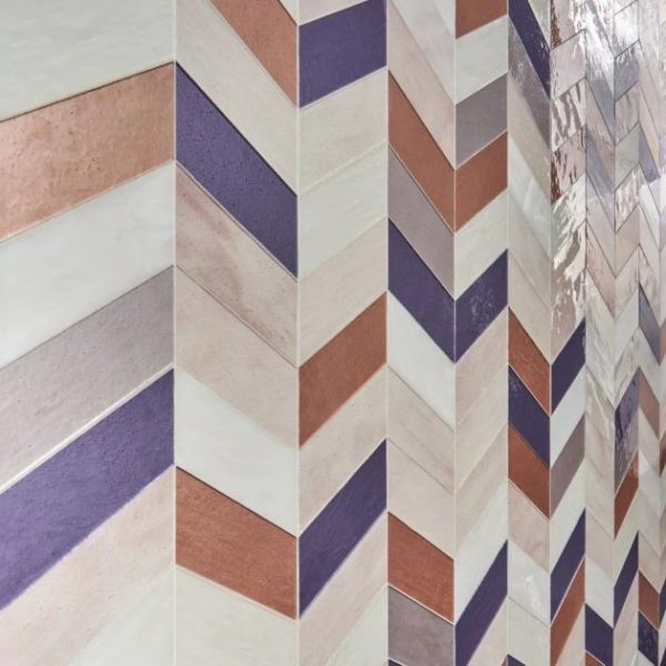 Backsplash & Kitchen | 1 sq. ft. Elizabeth Sutton Meta Rio Rose Gold 2×5 Chevron Glossy Glass Mosaic Tile Rio Backsplash & Kitchen Backsplash & Kitchen