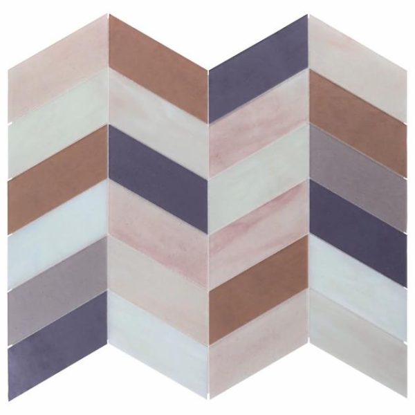 Backsplash & Kitchen | 1 sq. ft. Elizabeth Sutton Meta Rio Rose Gold 2×5 Chevron Glossy Glass Mosaic Tile Rio Backsplash & Kitchen Backsplash & Kitchen