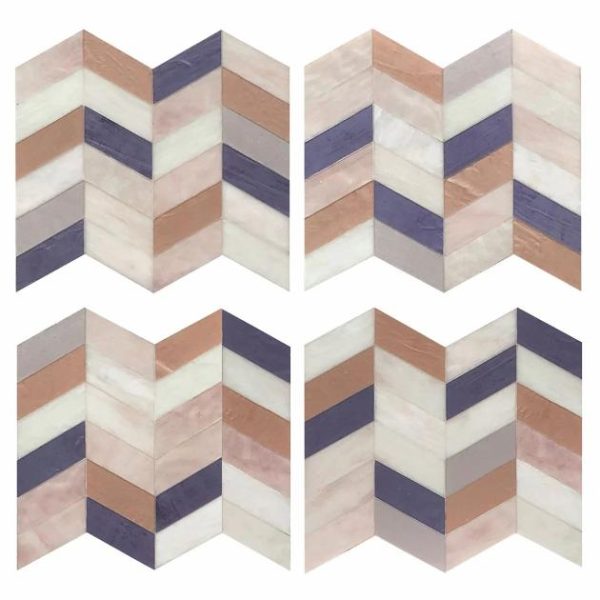 Backsplash & Kitchen | 1 sq. ft. Elizabeth Sutton Meta Rio Rose Gold 2×5 Chevron Glossy Glass Mosaic Tile Rio Backsplash & Kitchen Backsplash & Kitchen