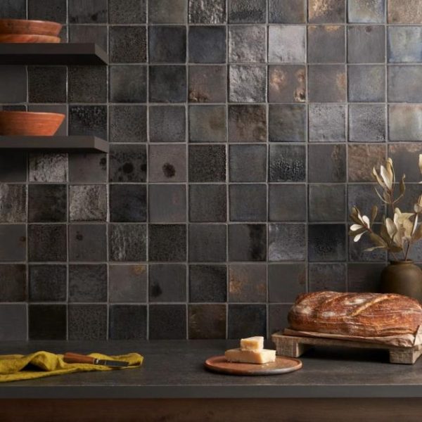 Backsplash & Kitchen | 1 sq. ft. Emery Bronze and Silver Mixed Metallic 4×4 Square Handmade Crackled Terracotta Subway Tile Metallic Mix Backsplash & Kitchen Backsplash & Kitchen