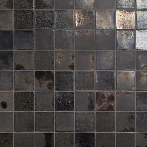 Backsplash & Kitchen | 1 sq. ft. Emery Bronze and Silver Mixed Metallic 4×4 Square Handmade Crackled Terracotta Subway Tile Metallic Mix Backsplash & Kitchen Backsplash & Kitchen