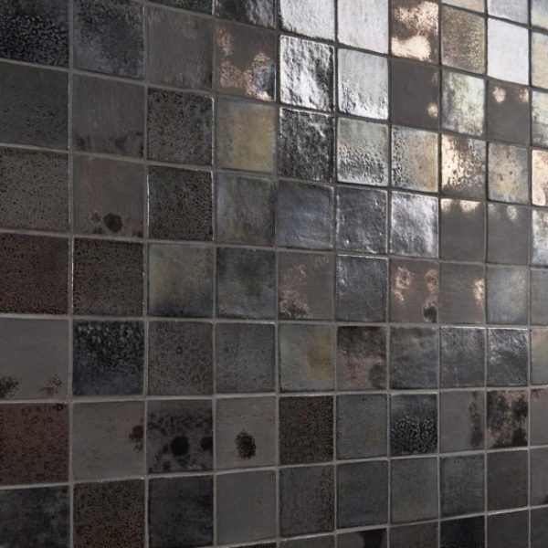 Backsplash & Kitchen | 1 sq. ft. Emery Bronze and Silver Mixed Metallic 4×4 Square Handmade Crackled Terracotta Subway Tile Metallic Mix Backsplash & Kitchen Backsplash & Kitchen