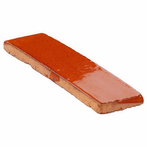 Backsplash & Kitchen | 1 sq. ft. Emery Orange 2×8 Handmade Crackled Terracotta Polished Subway Tile Orange Backsplash & Kitchen Backsplash & Kitchen