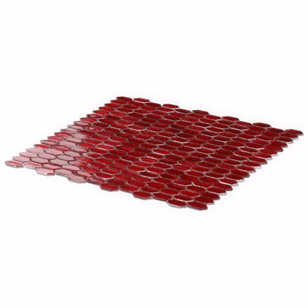 Backsplash & Kitchen | 1 sq. ft. Flicker Metallic Red 1/4″ x 1″ Polished Glass Mosaic Tile Red Backsplash & Kitchen Backsplash & Kitchen