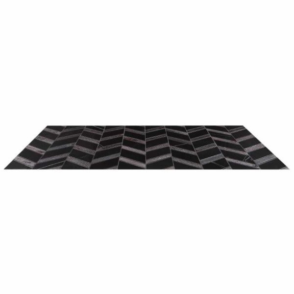 Backsplash & Kitchen | 1 sq. ft. Magma Chevron Barcelona Nero Marquina Black and Iron Lava Stone Polished Mosaic Tile Black Iron Backsplash & Kitchen Backsplash & Kitchen