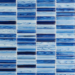 Backsplash & Kitchen | 1 sq. ft. Maya Stacked Azur Blue 1×5 Polished Glass Mosaic Tile Stacked Azur Backsplash & Kitchen Backsplash & Kitchen