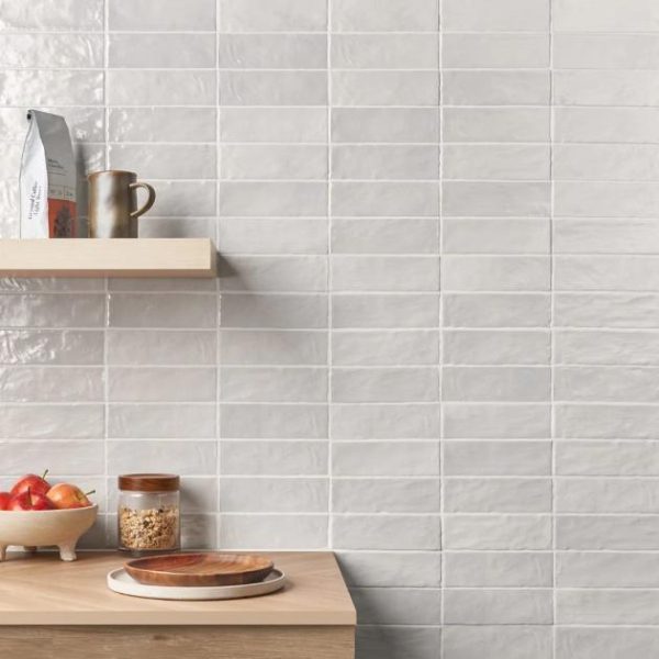 Backsplash & Kitchen | 1 sq. ft. Montauk Gin White 2×8 Mixed Finish Ceramic Subway Tile Gin White Backsplash & Kitchen Backsplash & Kitchen