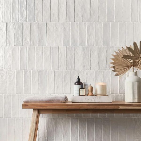 Backsplash & Kitchen | 1 sq. ft. Montauk Gin White 2×8 Mixed Finish Ceramic Subway Tile Gin White Backsplash & Kitchen Backsplash & Kitchen