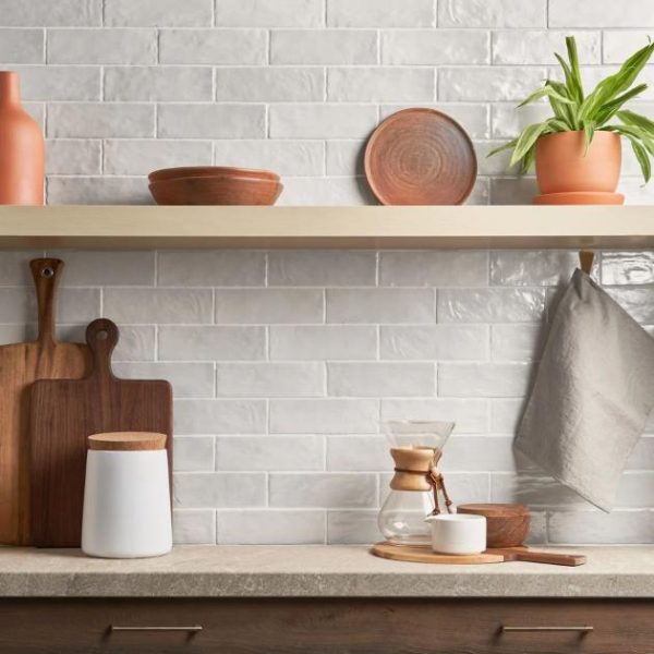 Backsplash & Kitchen | 1 sq. ft. Montauk Gin White 2×8 Mixed Finish Ceramic Subway Tile Gin White Backsplash & Kitchen Backsplash & Kitchen