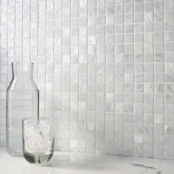 Backsplash & Kitchen | 1 sq. ft. Mother of Pearl Oyster White 1×1 Polished Mosaic Tile Oyster White 1X1 Backsplash & Kitchen Backsplash & Kitchen