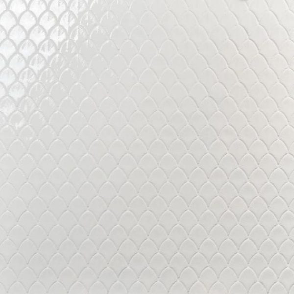 Backsplash & Kitchen | 1 sq. ft. Nabi Fishscale Glacier White 3×4″ Crackled Glossy Glass Mosaic Tile White Backsplash & Kitchen Backsplash & Kitchen