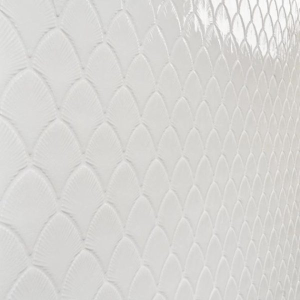 Backsplash & Kitchen | 1 sq. ft. Nabi Fishscale Glacier White 3×4″ Crackled Glossy Glass Mosaic Tile White Backsplash & Kitchen Backsplash & Kitchen