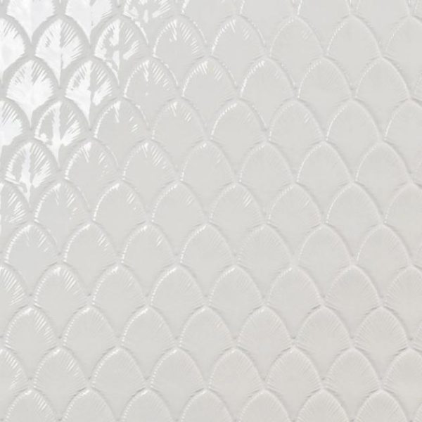 Backsplash & Kitchen | 1 sq. ft. Nabi Fishscale Glacier White 3×4″ Crackled Glossy Glass Mosaic Tile White Backsplash & Kitchen Backsplash & Kitchen