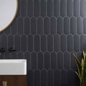 Backsplash & Kitchen | 1 sq. ft. Parry Charcoal 3×8 Fishscale Matte Ceramic Wall Tile Charcoal Backsplash & Kitchen Backsplash & Kitchen