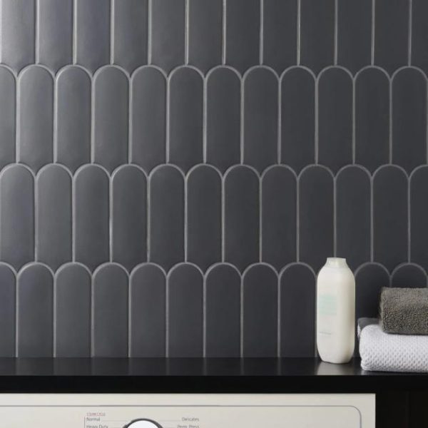 Backsplash & Kitchen | 1 sq. ft. Parry Charcoal 3×8 Fishscale Matte Ceramic Wall Tile Charcoal Backsplash & Kitchen Backsplash & Kitchen