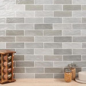 Backsplash & Kitchen | 1 sq. ft. Portmore Gray 3×8 Glossy Ceramic Subway Tile Gray Backsplash & Kitchen Backsplash & Kitchen