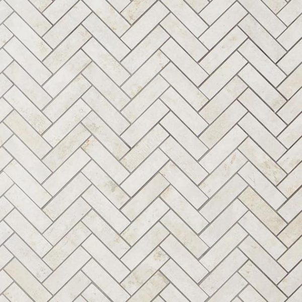 Backsplash & Kitchen | 1 sq. ft. Portrait Ivory 1×4 Herringbone Matte Porcelain Mosaic Tile Ivory Backsplash & Kitchen Backsplash & Kitchen