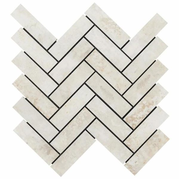 Backsplash & Kitchen | 1 sq. ft. Portrait Ivory 1×4 Herringbone Matte Porcelain Mosaic Tile Ivory Backsplash & Kitchen Backsplash & Kitchen