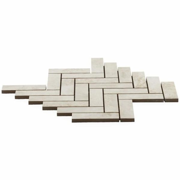 Backsplash & Kitchen | 1 sq. ft. Portrait Ivory 1×4 Herringbone Matte Porcelain Mosaic Tile Ivory Backsplash & Kitchen Backsplash & Kitchen