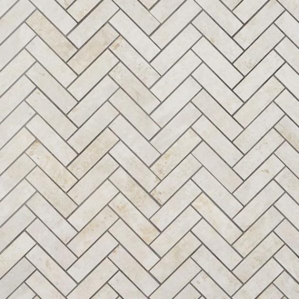 Backsplash & Kitchen | 1 sq. ft. Portrait Ivory 1×4 Herringbone Matte Porcelain Mosaic Tile Ivory Backsplash & Kitchen Backsplash & Kitchen