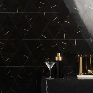 Backsplash & Kitchen | 1 sq. ft. Ravi Nero Polished Marble and Brass 7×7 Mosaic Tile Nero Backsplash & Kitchen Backsplash & Kitchen