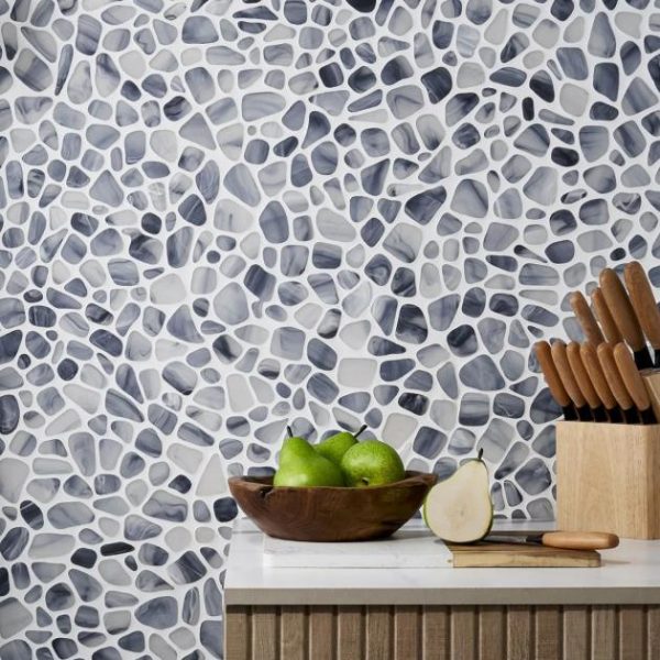 Backsplash & Kitchen | 1 sq. ft. Riverglass Blue Frosted Glass Mosaic Tile  Blue Backsplash & Kitchen Backsplash & Kitchen