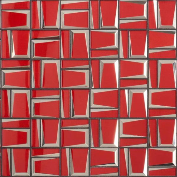 Backsplash & Kitchen | 1 sq. ft. Rumi French Red 2×3 Polished Mirrored Glass Mosaic Tile Red Backsplash & Kitchen Backsplash & Kitchen