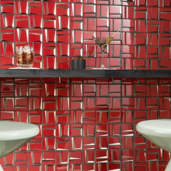 Backsplash & Kitchen | 1 sq. ft. Rumi French Red 2×3 Polished Mirrored Glass Mosaic Tile Red Backsplash & Kitchen Backsplash & Kitchen