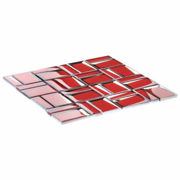 Backsplash & Kitchen | 1 sq. ft. Rumi French Red 2×3 Polished Mirrored Glass Mosaic Tile Red Backsplash & Kitchen Backsplash & Kitchen