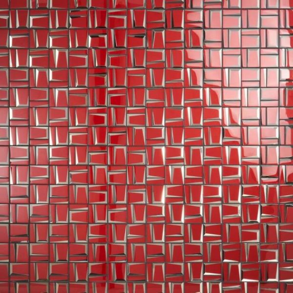 Backsplash & Kitchen | 1 sq. ft. Rumi French Red 2×3 Polished Mirrored Glass Mosaic Tile Red Backsplash & Kitchen Backsplash & Kitchen