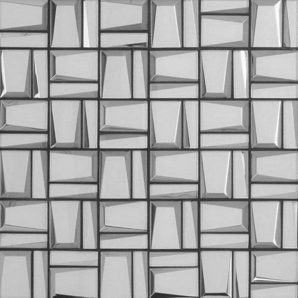 Backsplash & Kitchen | 1 sq. ft. Rumi French Silver 2×3 Polished Mirrored Glass Mosaic Tile Silver Backsplash & Kitchen Backsplash & Kitchen