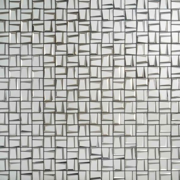 Backsplash & Kitchen | 1 sq. ft. Rumi French Silver 2×3 Polished Mirrored Glass Mosaic Tile Silver Backsplash & Kitchen Backsplash & Kitchen