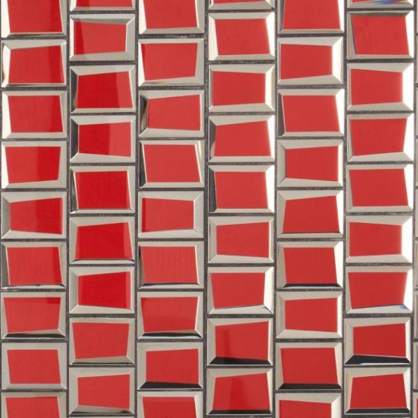 Backsplash & Kitchen | 1 sq. ft. Rumi Glam Red 2×3 Polished Mirrored Glass Mosaic Tile Red Backsplash & Kitchen Backsplash & Kitchen